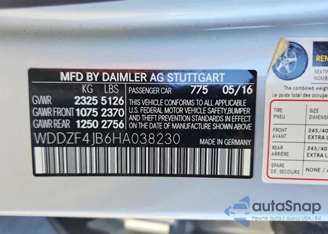 2017 Mercedes-Benz E 300 from USA, damaged, VIN WDDZF4JB6HA038230